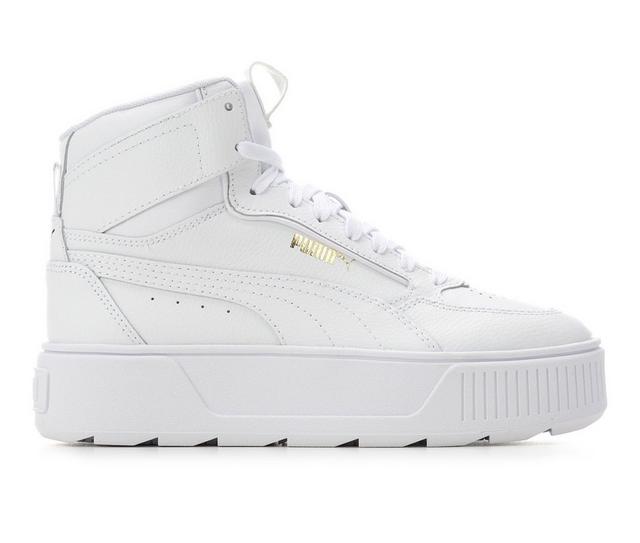 Women's Puma Karmen Rebelle Mid Sustainable Platform Sneakers in White Mono color