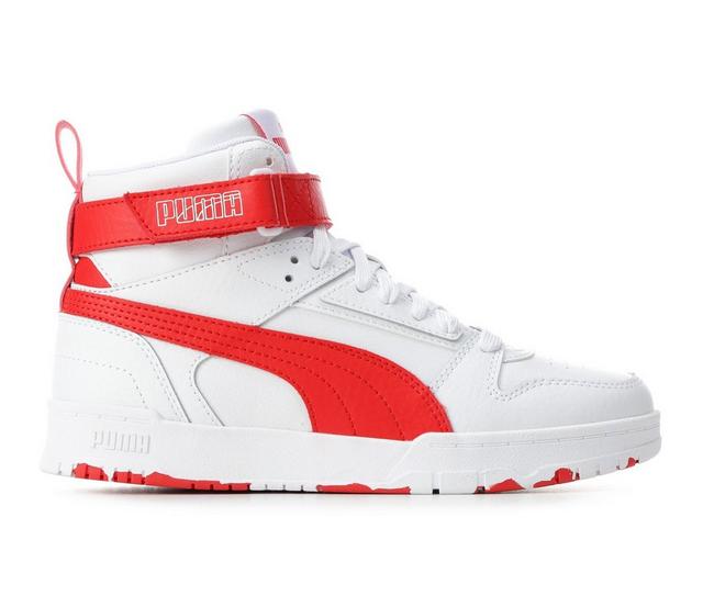 Boys' Puma Big Kid Rebound Game Marble High-Top Sneakers in Wht/Red/Marble color