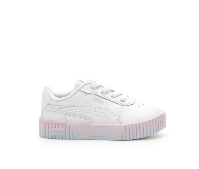 Girls' Puma Infant & Toddler Carina 2.0 Fade Sneakers in White/Pink/Blue color