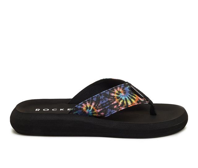 Women's Rocket Dog Spotlight Flip-Flops in Black Tie Dye color