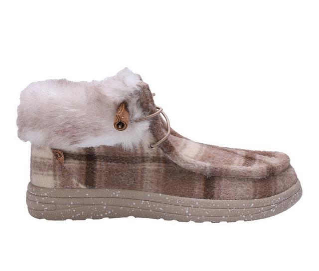Women's Lamo Footwear Cassidy Casual Winter Shoes in Chestnut Plaid color