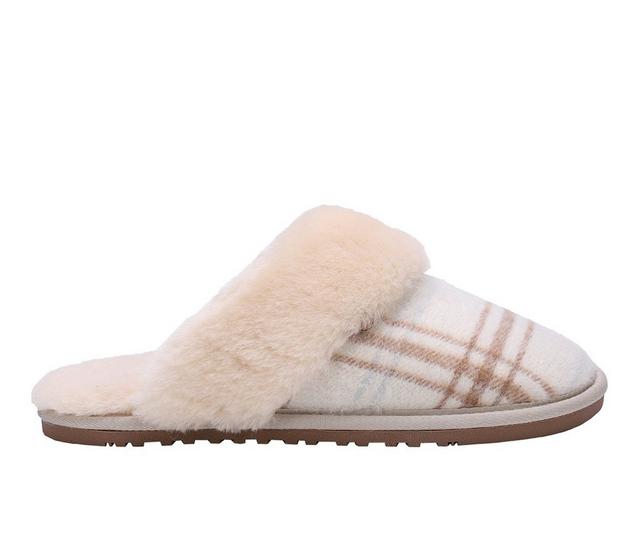 Lamo Footwear Women's Scuff Slippers in Crean Plaid color