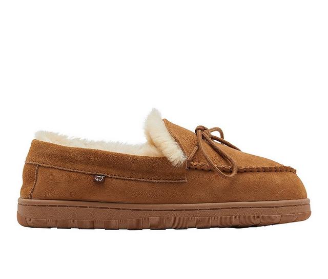 Lamo Footwear Men's Doubleface Moccasin Slippers in Chestnut color