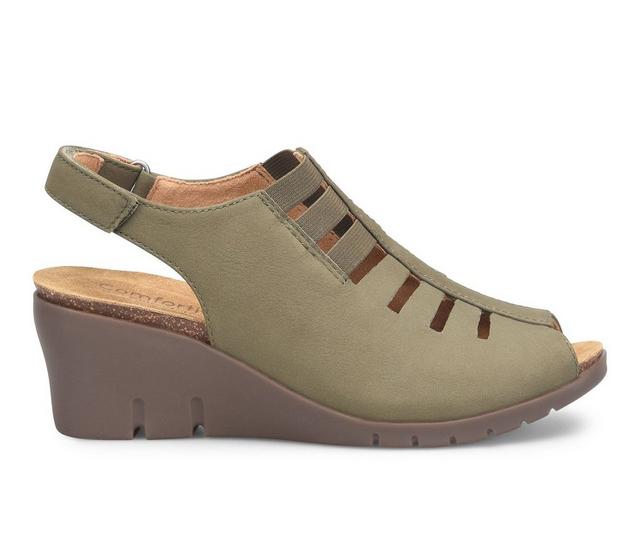 Women's Comfortiva Alana Wedge Sandals in Olive color