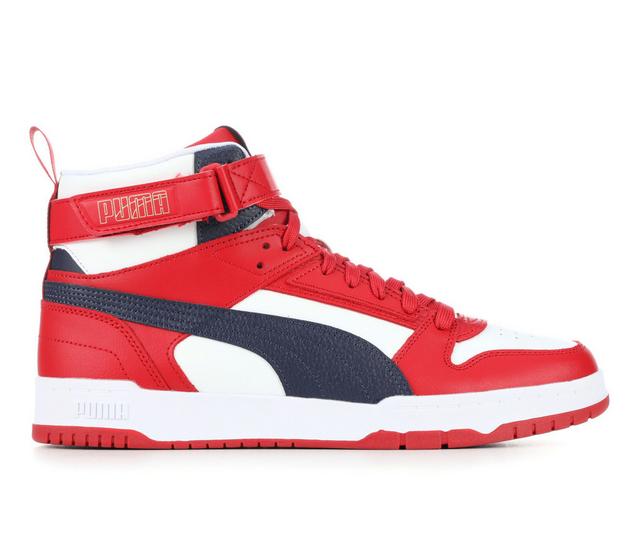 Men's Puma Rebound Game Sneakers in Red/Wht/Nvy color