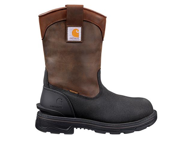 Men's Carhartt FT1509 Ironwood 11" Wellington Work Boots in Brown/Black color