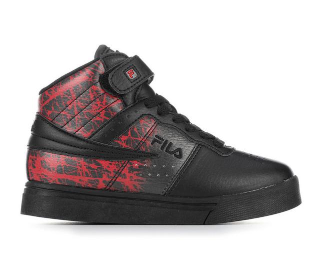 Boys' Fila Little Kid & Big Kid Vulc 13 Chaos Fade High Top Sneakers in Blk/Blk/Red color