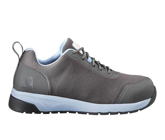 Women's Carhartt FA3482 Women Force 3" EH Nano Toe Work Shoes in Chrcoal/Pdr Blu color