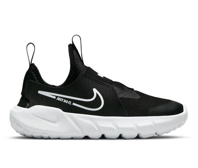 Boys' Nike Big Kid Flex Runner 2 Slip-On Running Shoes in Black/White color