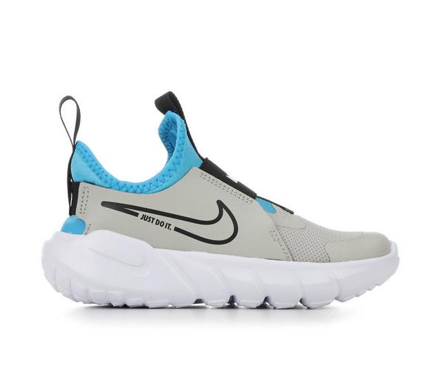 Kids' Nike Little Kid Flex Runner 2 Slip-On Running Shoes in Grey/Blk/Blue color