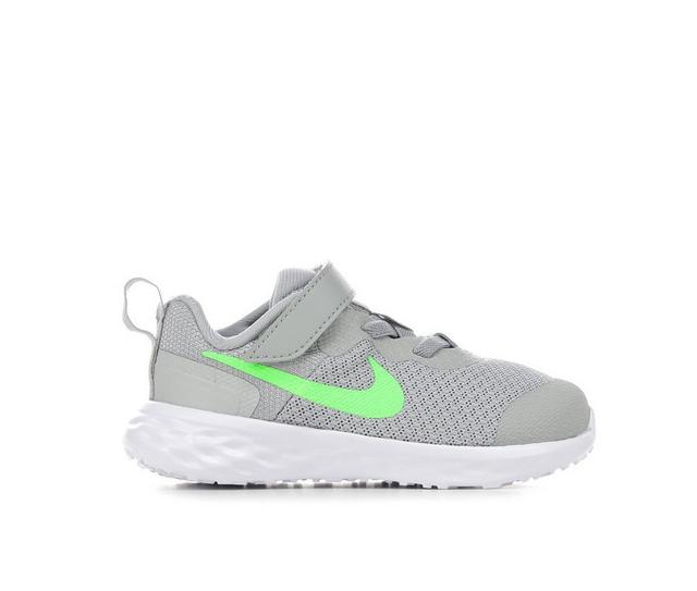 Boys' Nike Toddler Revolution 6 Running Shoes in GRY/GREEN/GREY color