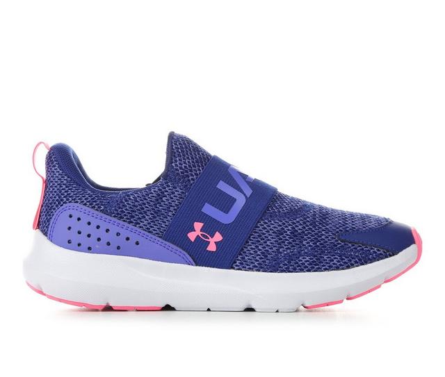 Girls' Under Armour Big Kid Surge 3 Slip-On Running Shoes in Blue/Violet/Pnk color