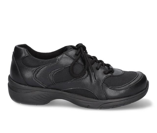 Women's Easy Works by Easy Street Roadtrip Slip Resistant Shoes in Black Leather color