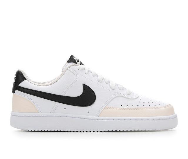 Women's Nike Court Vision Low Next Nature Sustainable Sneakers in Wht/Blk/Pnk 100 color