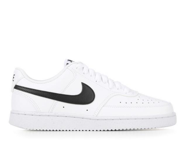 Women's Nike Court Vision Low Next Nature Sustainable Sneakers in Wht/Blk/Wht color