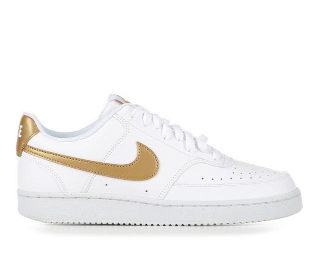 Women's Nike Court Vision Low Next Nature Sustainable Sneakers in White/Gold color