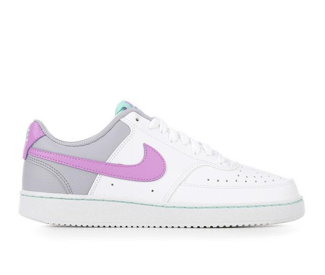 Women's Nike Court Vision Low Next Nature Sustainable Sneakers in Wht/Grn/Purple color