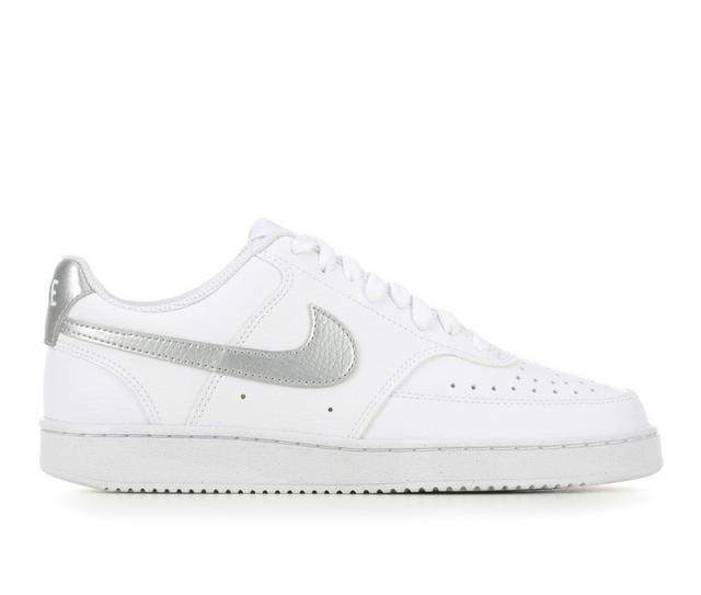 Women's Nike Court Vision Low Next Nature Sustainable Sneakers in White/Silver color