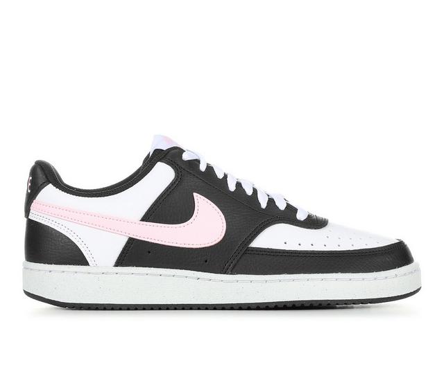 Women's Nike Court Vision Low Next Nature Sustainable Sneakers in Blk/Wht/Pink color