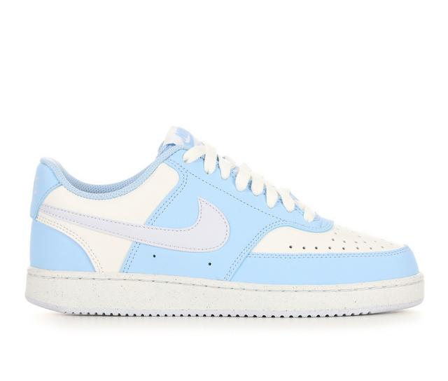 Women's Nike Court Vision Low Next Nature Sustainable Sneakers in Wht/Gry/Blue color