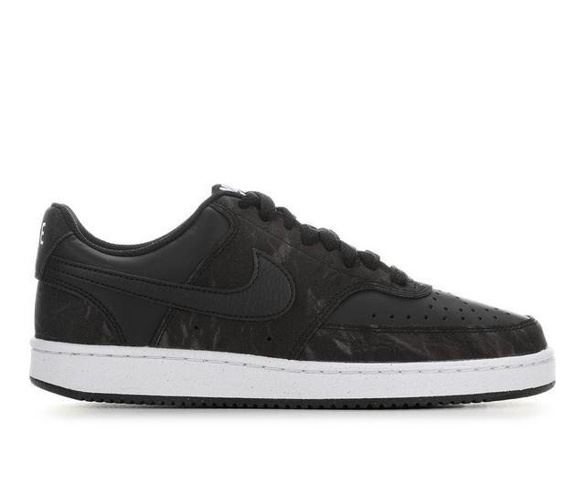 Women's Nike Court Vision Low Next Nature Sustainable Sneakers in Blk/Blk/Wht color