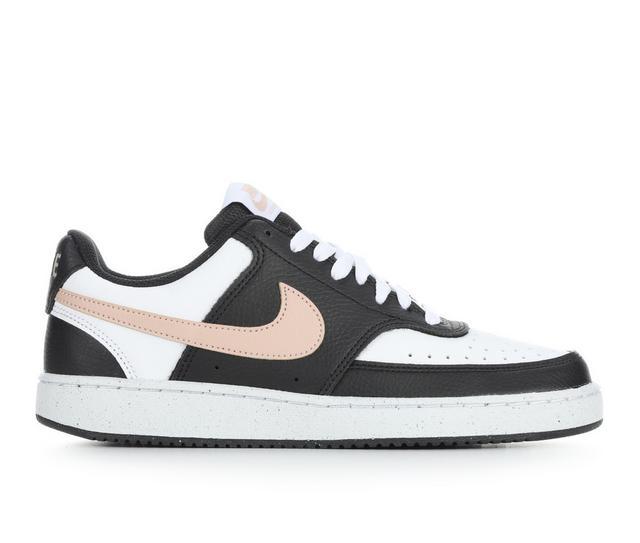 Women's Nike Court Vision Low Next Nature Sustainable Sneakers in Black/Beige/Wht color