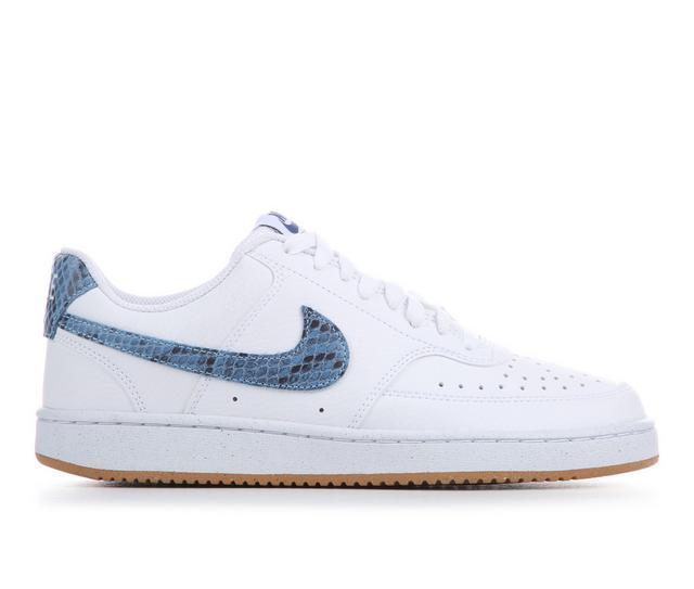 Women's Nike Court Vision Low Next Nature Sustainable Sneakers in Wht/Blu/Gum 100 color