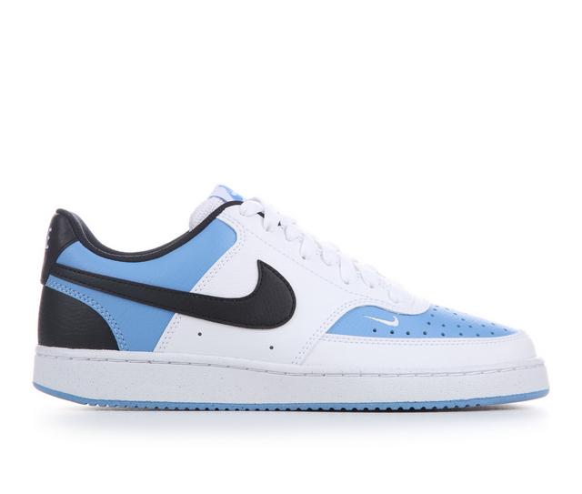 Women's Nike Court Vision Low Next Nature Sustainable Sneakers in Wht/Bk/Blue 100 color