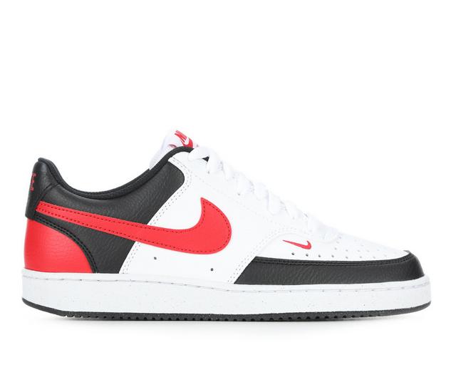 Women's Nike Court Vision Low Next Nature Sustainable Sneakers in Wht/Red/Blk 100 color