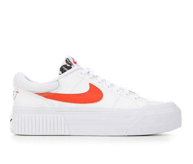 Women's Nike Court Legacy Lift Platform Sneakers in Wht/Red/Cht color