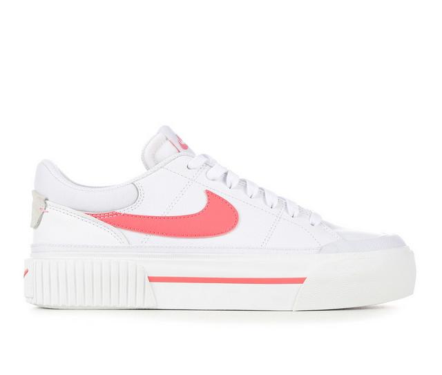 Women's Nike Court Legacy Lift Platform Sneakers in White/Pink color