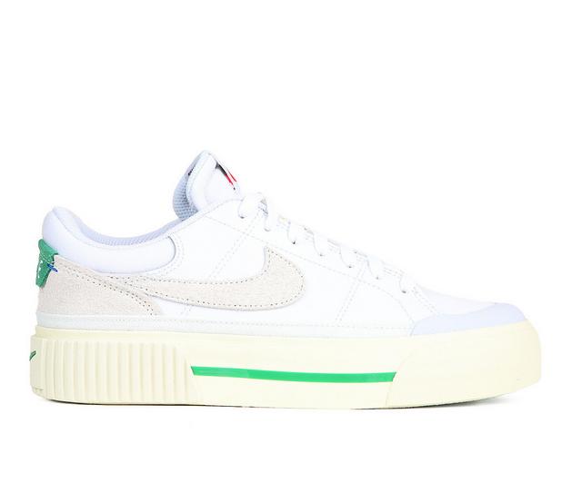 Women's Nike Court Legacy Lift Platform Sneakers in Wht/Cream/Green color