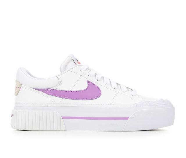 Women's Nike Court Legacy Lift Platform Sneakers in White/Purple color