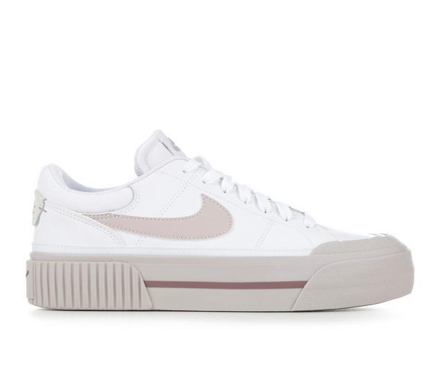Women's Nike Court Legacy Lift Platform Sneakers in White/Mauve color