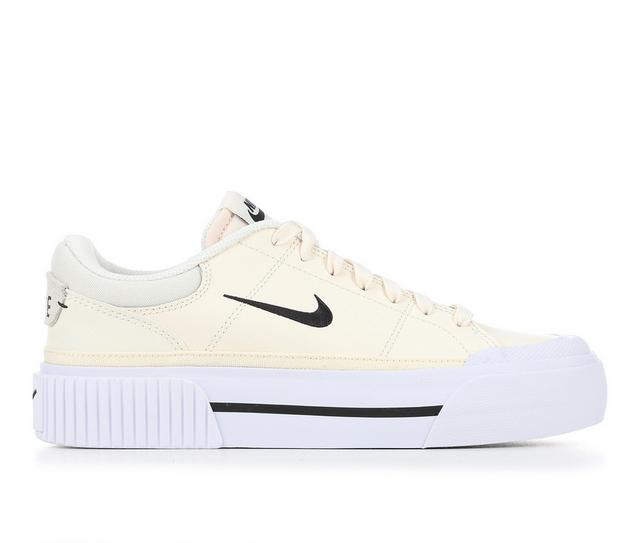 Women's Nike Court Legacy Lift Platform Sneakers in Cream/White color