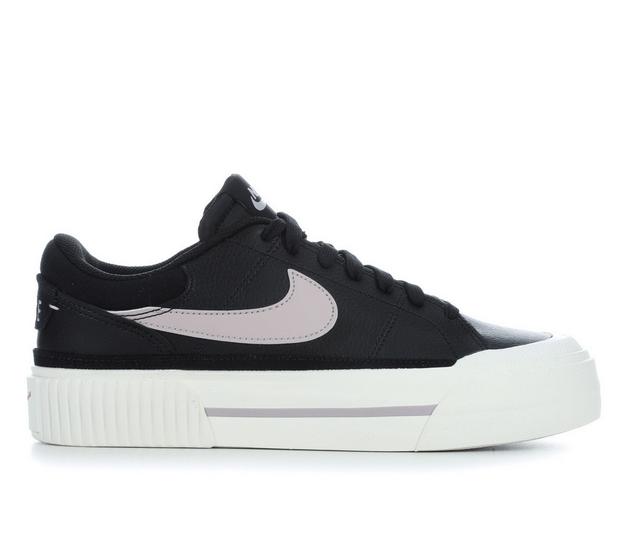 Women's Nike Court Legacy Lift Platform Sneakers in Bk/Pur/Sail color