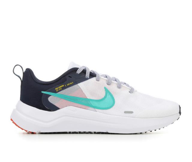 Women's Nike Downshifter 12 Running Shoes in Wht/Navy/Green color