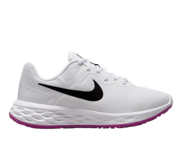 Women's Nike Revolution 6 Next Nature Sustainable Running Shoes in Wht/Blk/Purple color