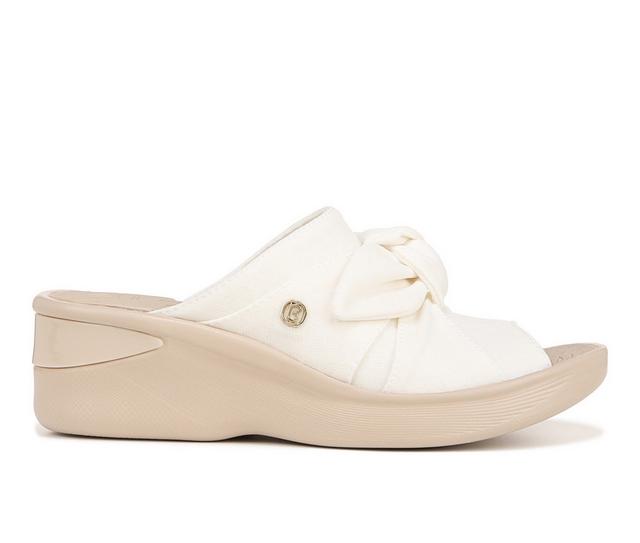 Women's BZEES Smile Wedge Sandals in White color