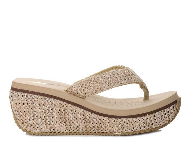 Women's Volatile Island Platform Wedge Flip-Flops in Natural color