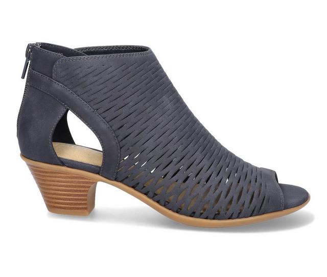 Women's Easy Street Sunrise Heeled Peep Toe Booties in Navy color