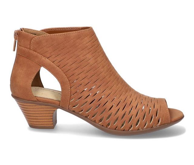 Women's Easy Street Sunrise Heeled Peep Toe Booties in Tan color