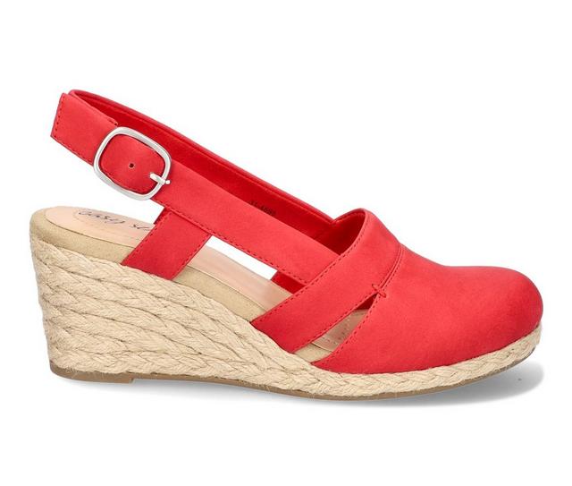 Women's Easy Street Stargaze Espadrille Wedges in Red color