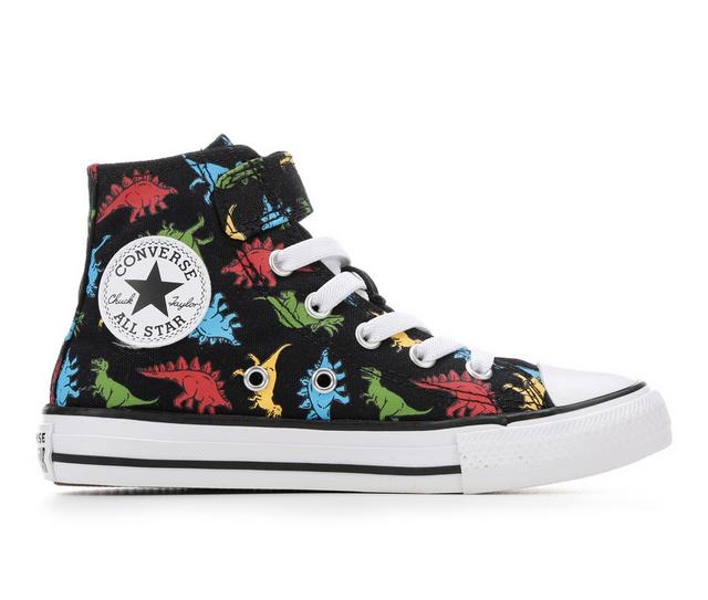 Kids' Converse Little Kid Chuck Taylor All Star Dino Mid-Top Sneakers in blk/red//blue color