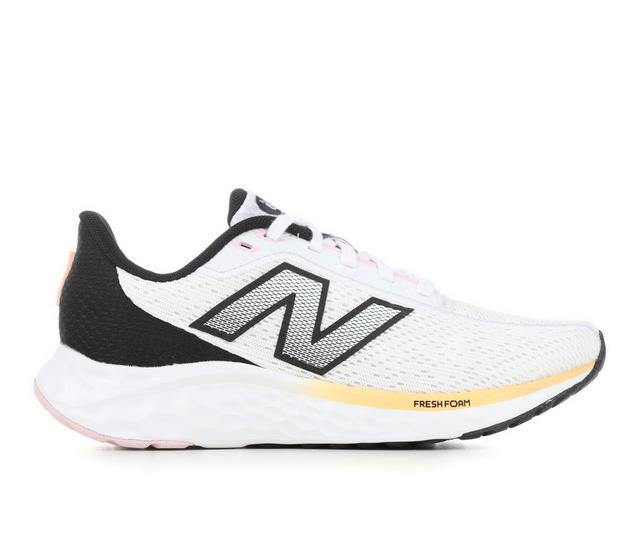 Women's New Balance Arishi V4 Running Shoes in White/Blk/Peach color