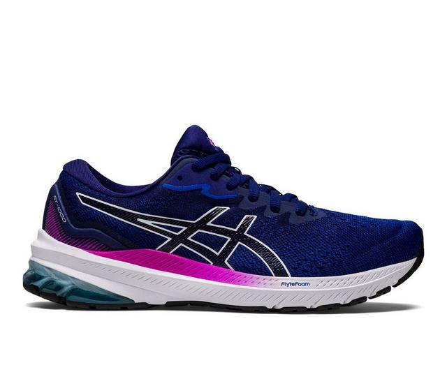 Women's ASICS GT 1000 11 Running Shoes in Blue/Pink color