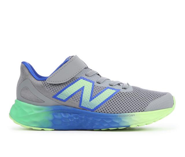 Boys' New Balance Little Kid Arishi V4 Wide Width Running Shoes in Gry/Green/Blue color