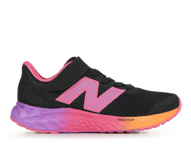 Girls' New Balance Little Kid Arishi V4 Wide Width Running Shoes in Black/Pink/Orng color