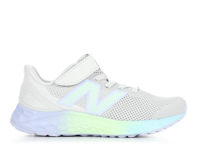 Girls' New Balance Little Kid Arishi V4 Wide Width Running Shoes in Grey/Jade/Grn color