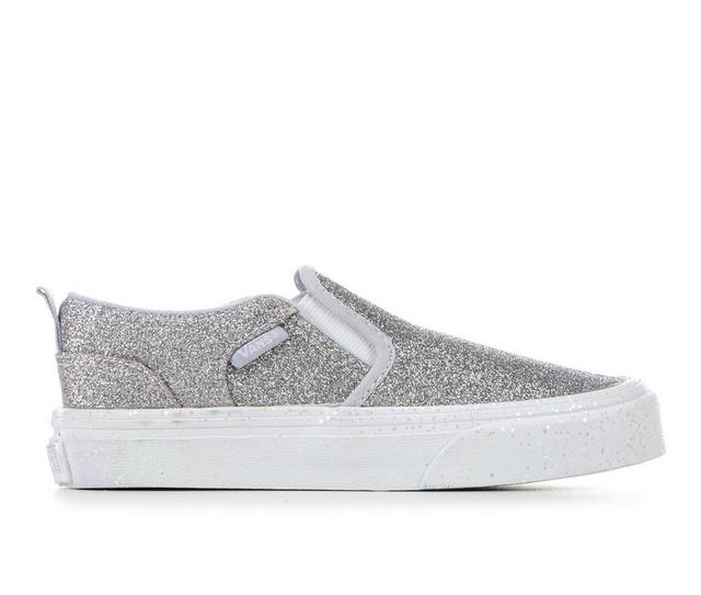 Girls' Vans Little Kid & Big Kid Asher Glitter Slip-On Sneakers in glitter/grey/wh color